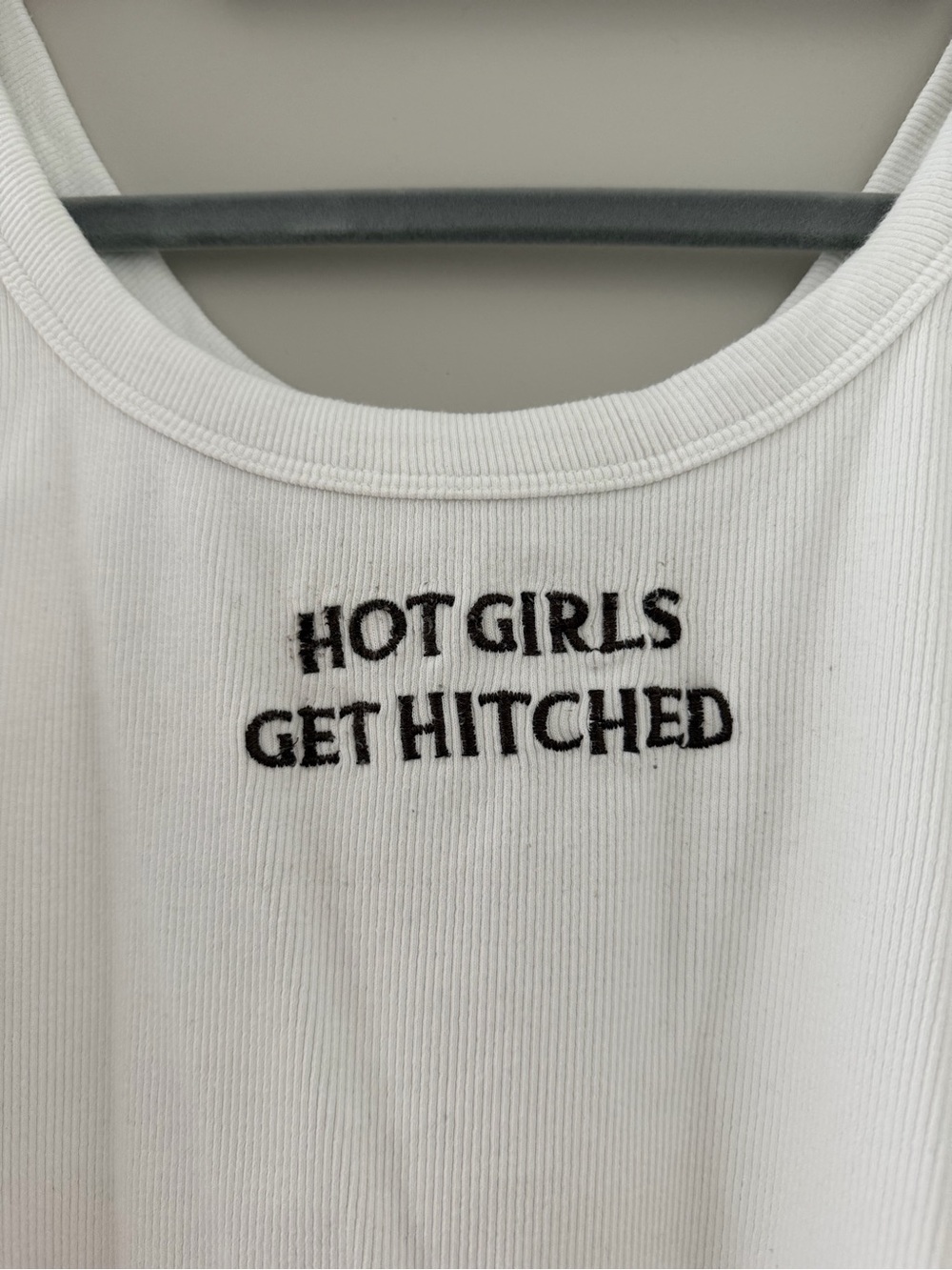 White 'Hot Girls Get Hitched' Ribbed Tank Top